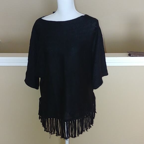 gnw Sweater Lurex Fringe Pullover Silver Threading Medium NWT - Picture 1 of 8